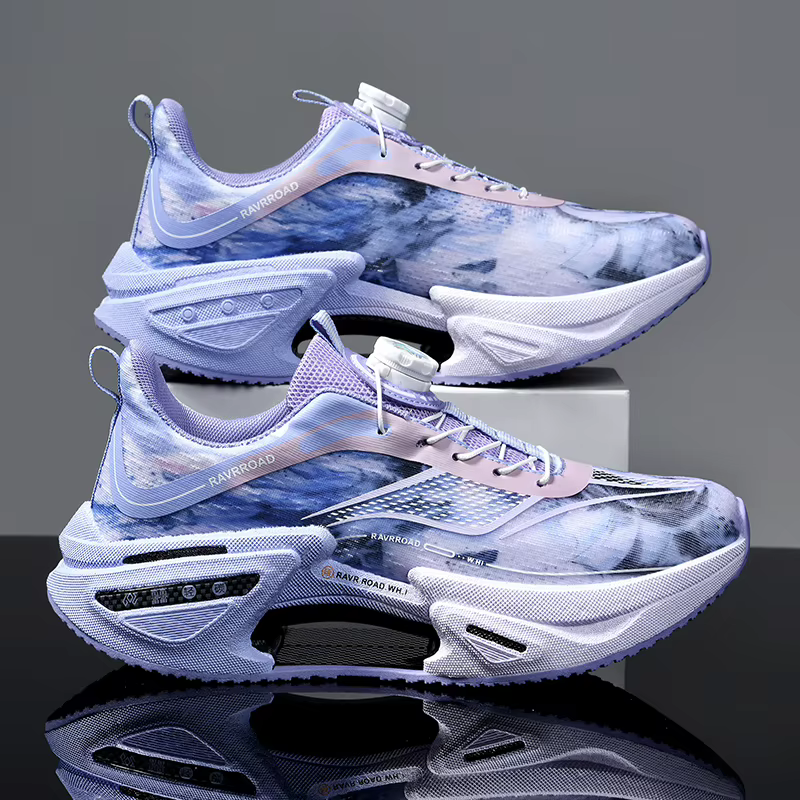 Chaussures de course élastiques pour hommes, chaussures de sport à plaque de carbone et boucle rotat