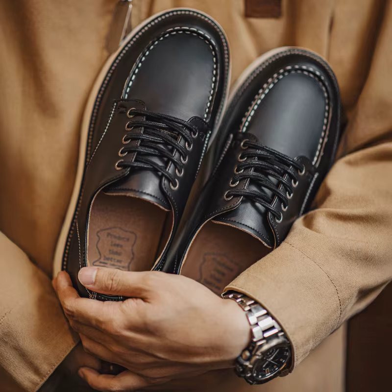 Maden rétro noir travail bottes basses pour hommes automne et hiver plate-forme semelle Derby chauss
