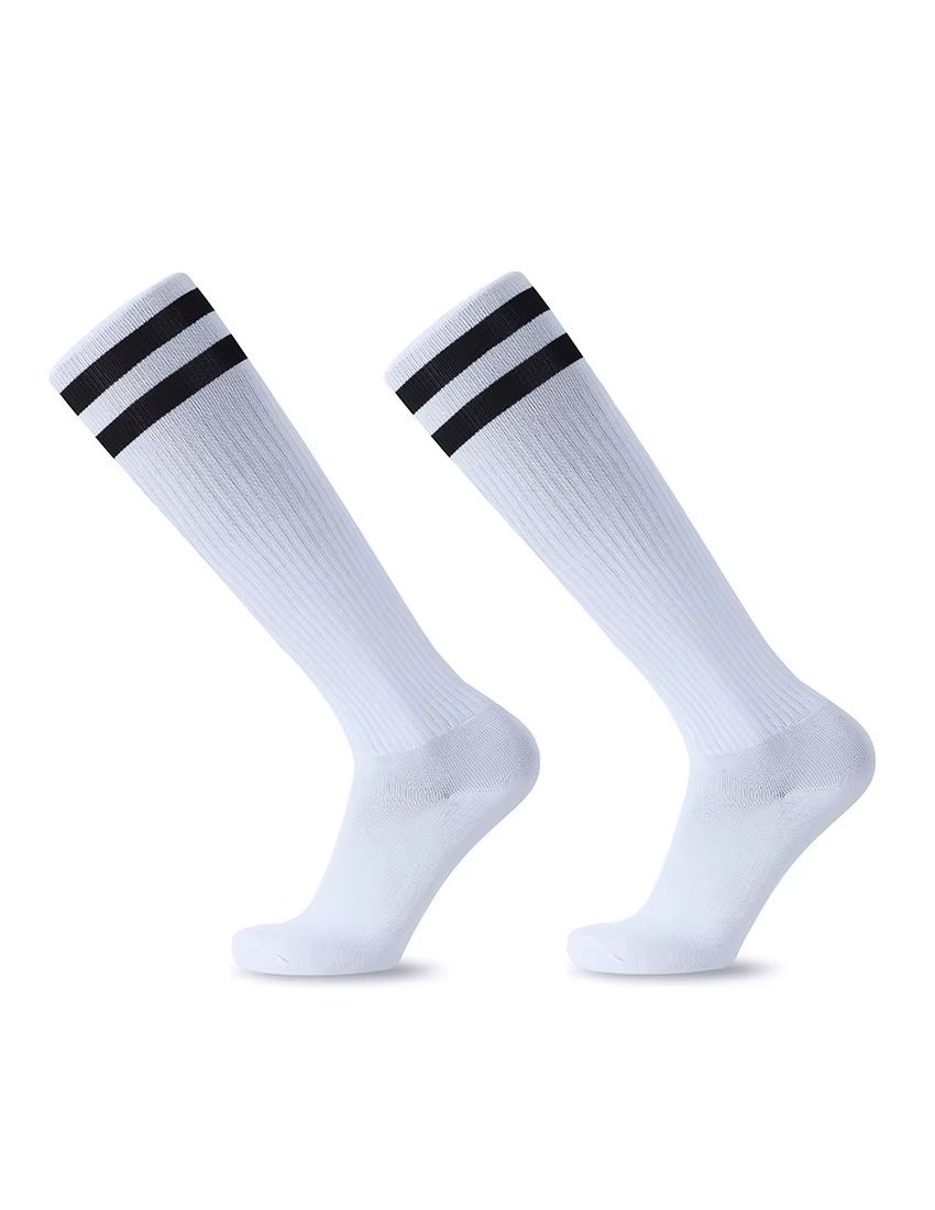Chaussettes de Football à rayures blanches et noires pour hommes, adolescents, enfants, garçons, au-