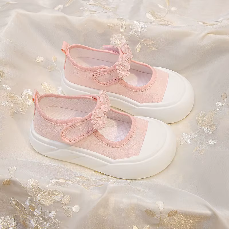 Chaussures décontractées en toile pour filles avec ornements mignons, nouvelles baskets d'été 2026 e