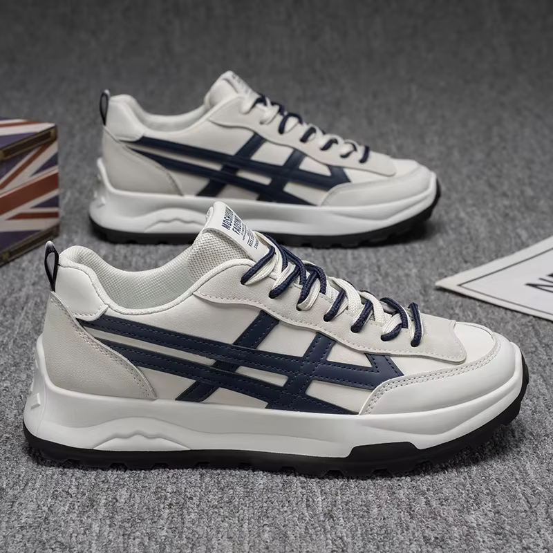 Baskets en cuir à lacets pour hommes 2026 – Tendance, polyvalentes, antidérapantes, décontractées, c