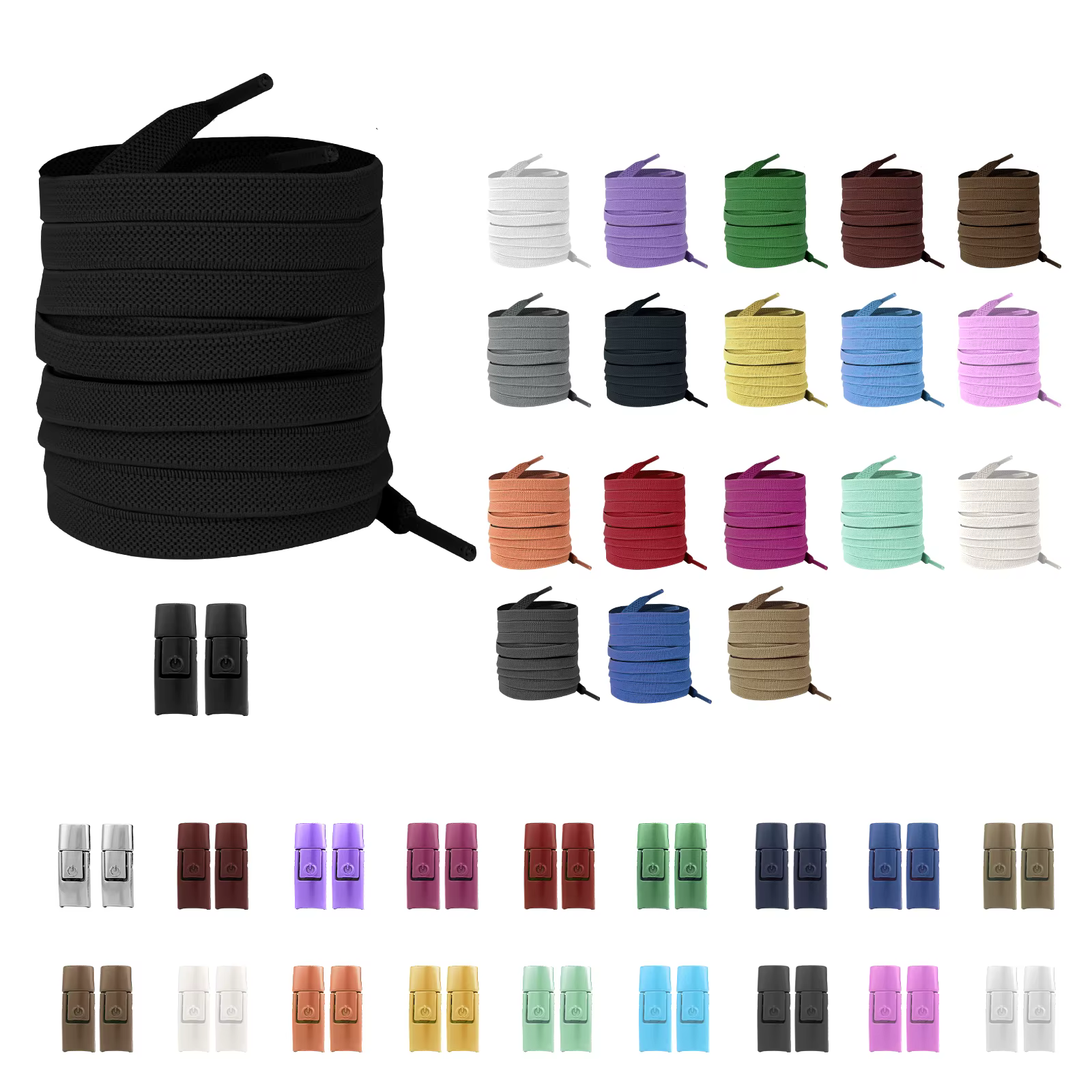Lacets élastiques plats sans attaches, 8MM de largeur, baskets pour enfants et adultes, sans cravate