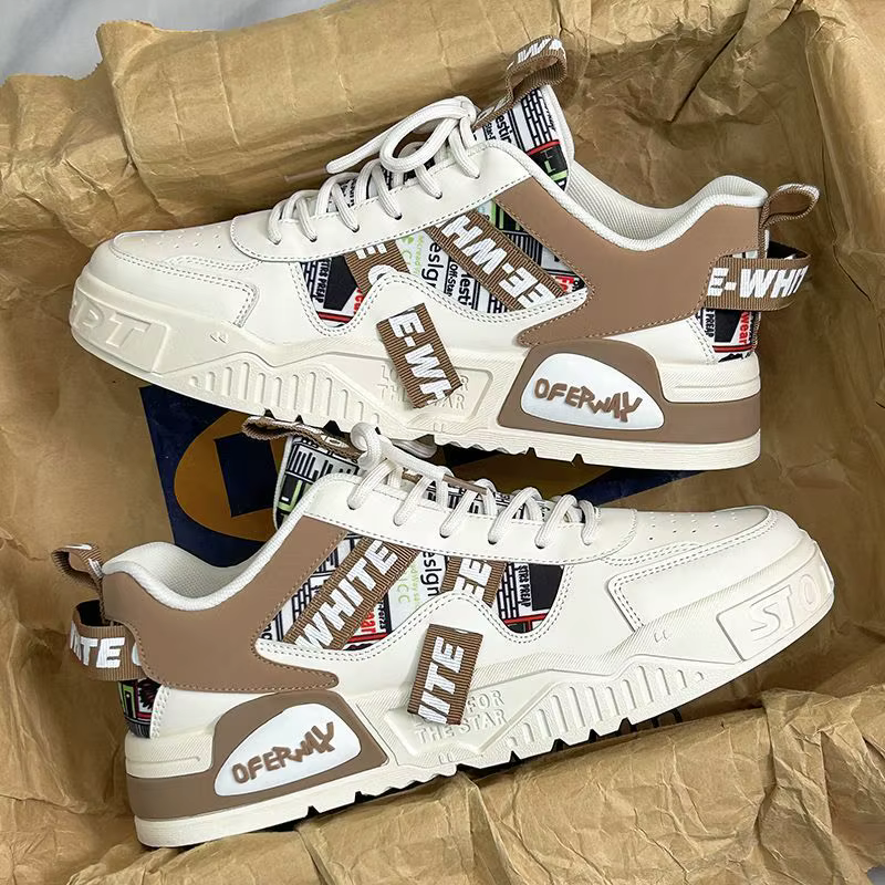 Baskets en cuir décontractées pour hommes, chaussures de Skateboard, de course en plein air, de spor