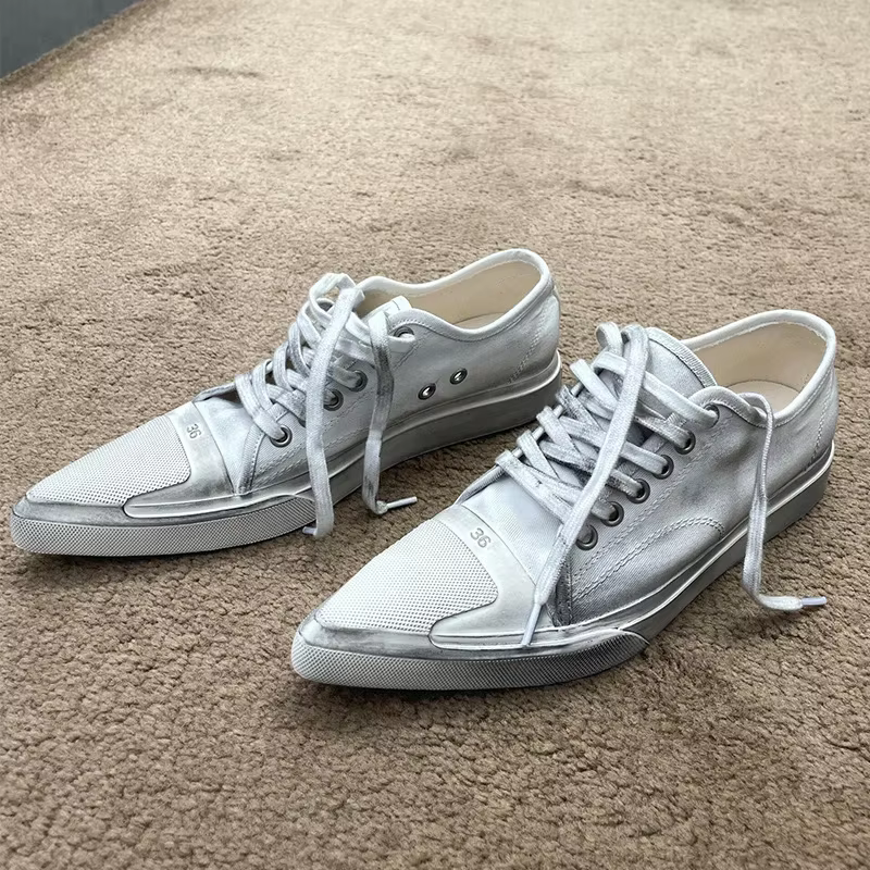 Chaussures pour femmes blanc mode chaussures en toile pour dames faites à la main unisexe Zapatillas