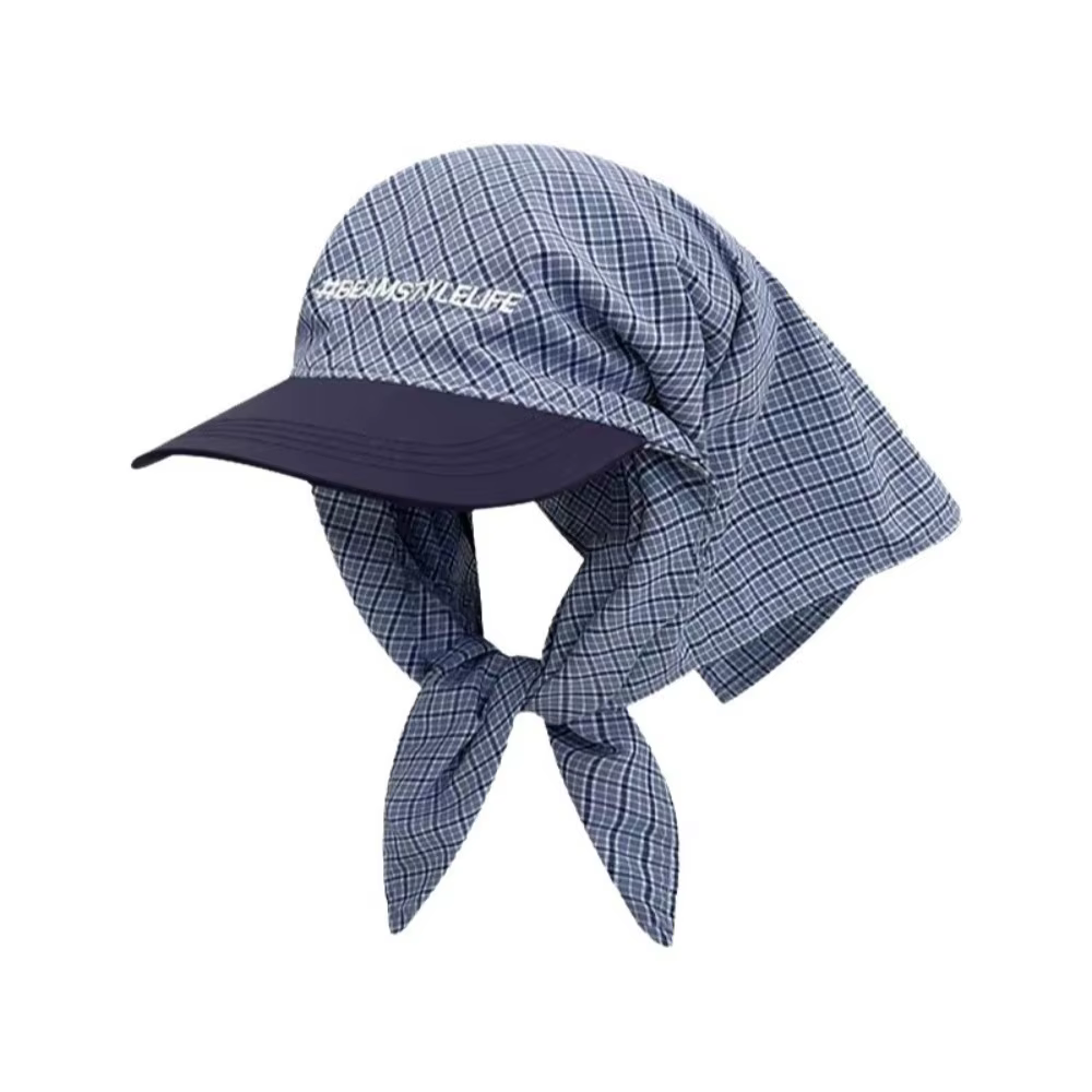 Casquette de baseball style coréen tendance avec foulard intégré, motif écossais, style hip-hop, rét