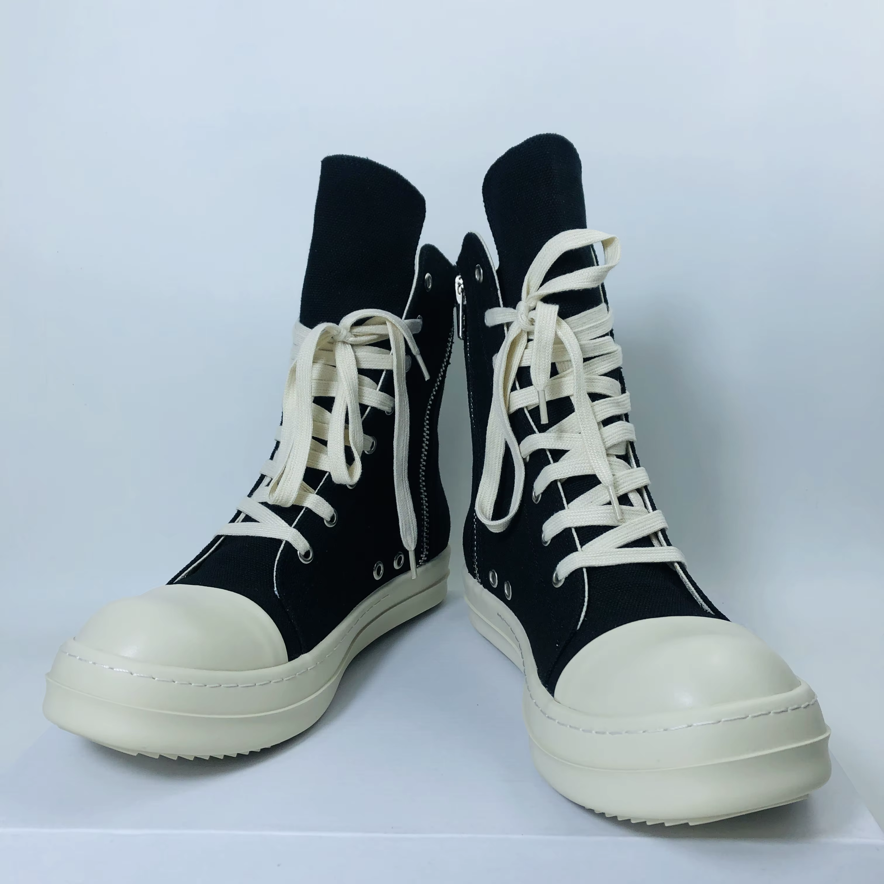 Hommes chaussures hautes décontracté femmes toile baskets à lacets Zip luxe haute rue automne chauss