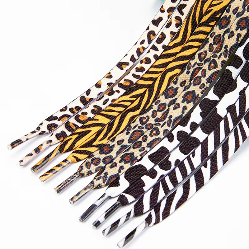 Lacets plats classiques pour baskets imprimé Animal léopard zèbre serpent lacets créatifs unisexe dé