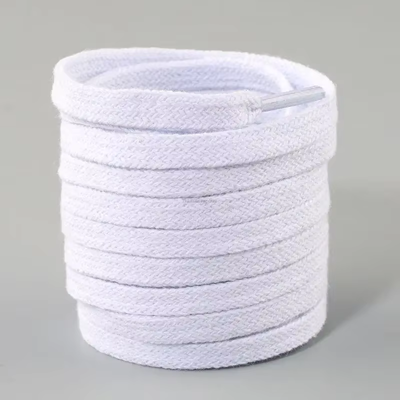 1 paire de lacets de chaussures noirs et blancs, plats, Double tissage, antidérapants, en Polyester,
