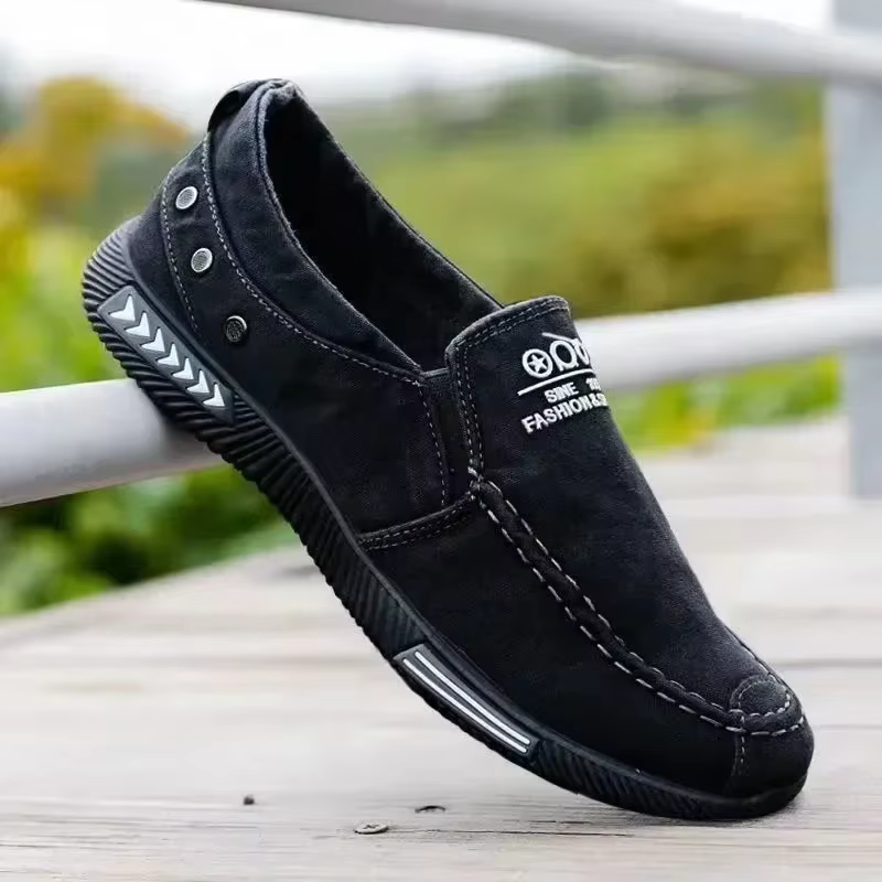 Denim hommes toile chaussures sans lacet baskets mâle pour l'été 2025 nouveau mocassin de conduite e