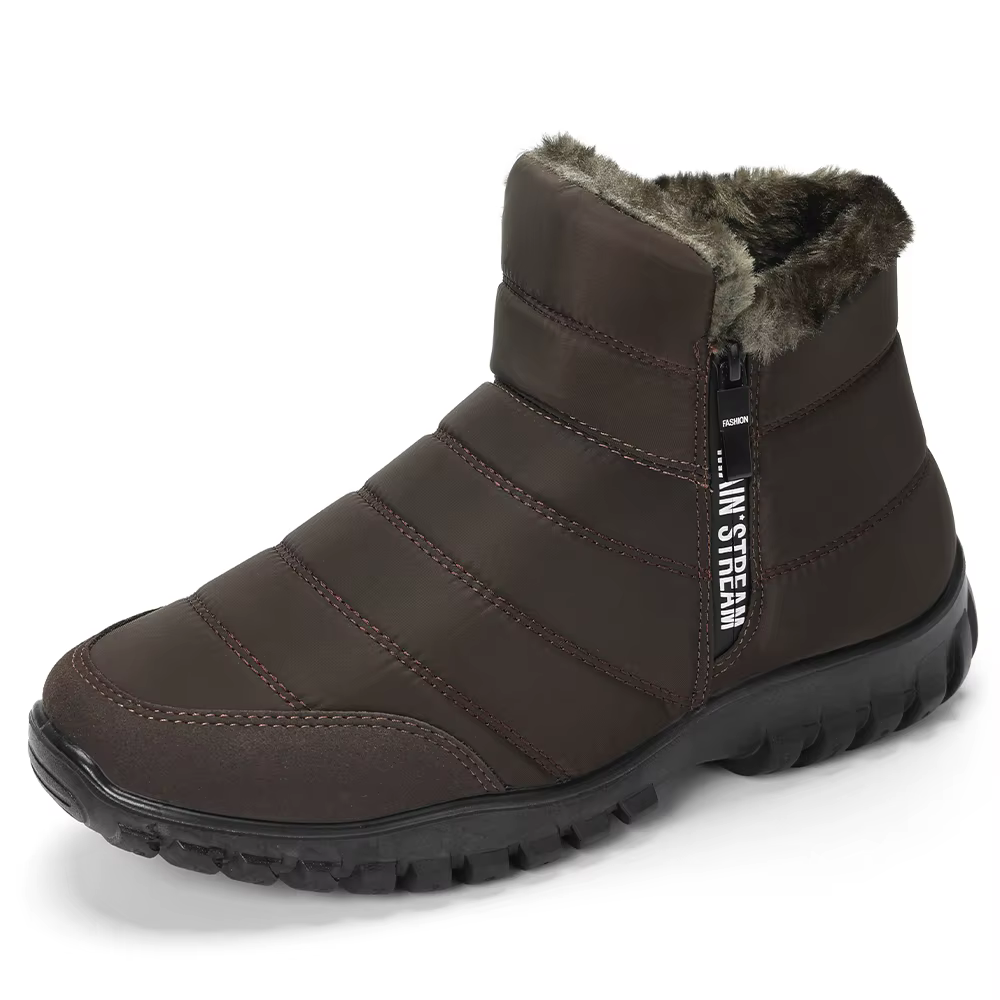 Chaussures d'hiver pour hommes, baskets chaudes en coton avec fermeture éclair, bottes de neige à la