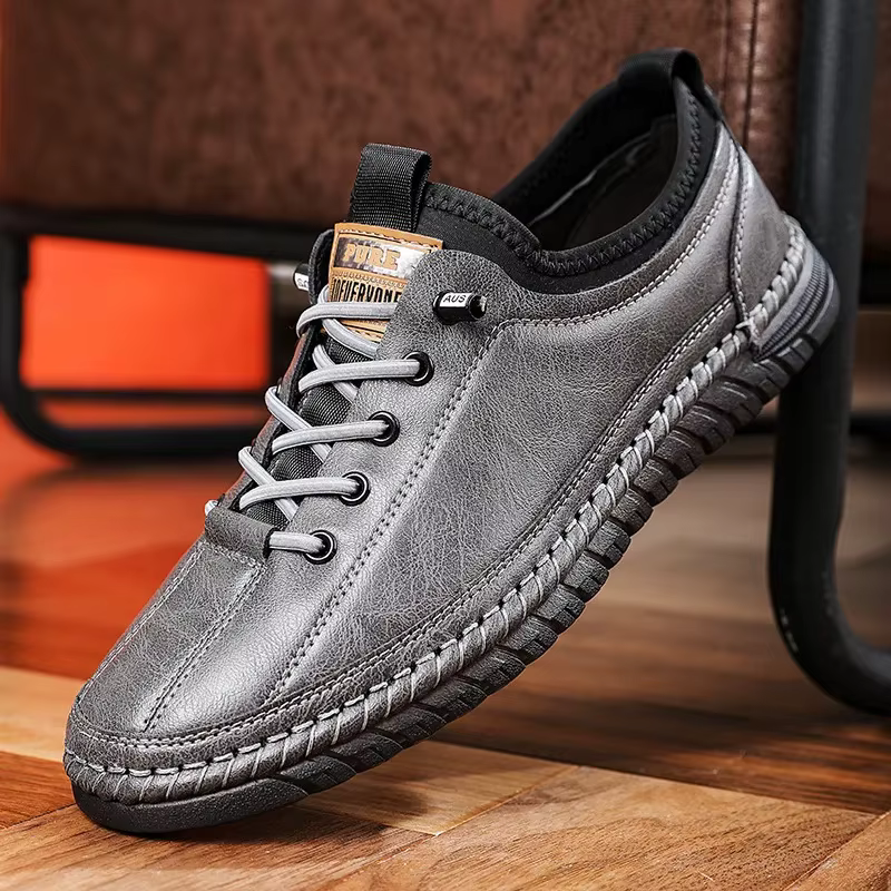 Chaussures en cuir décontractées pour hommes, bottes d'affaires, chaussures paresseuses tendance, st