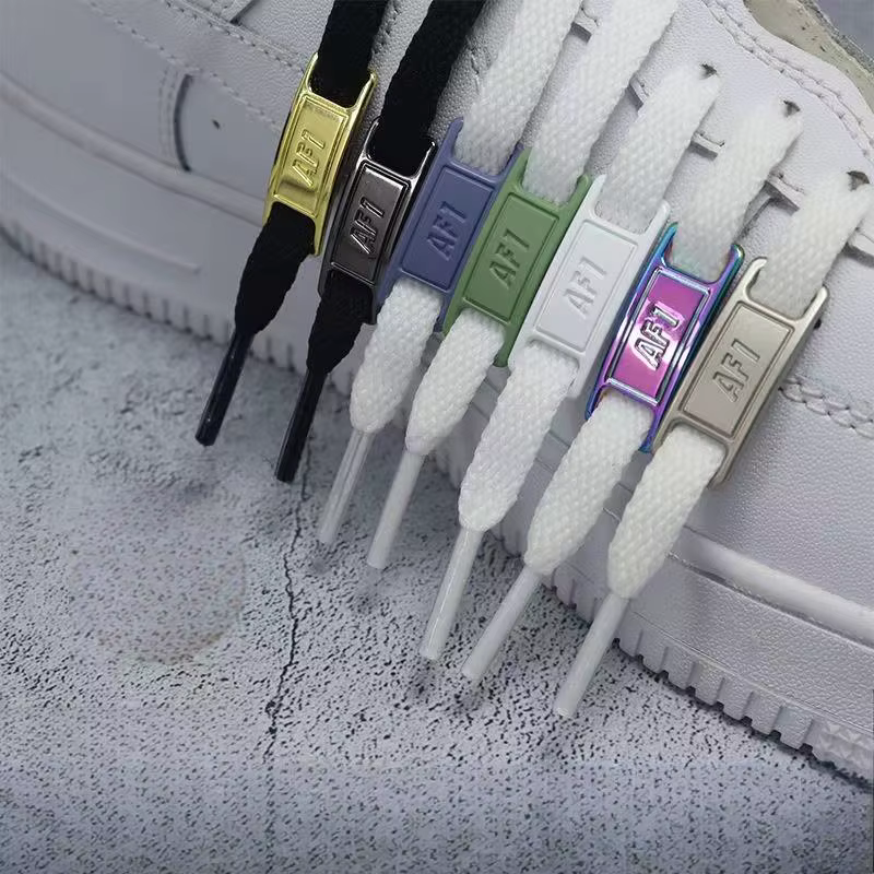 4 pièces AF1 lacets noir blanc lacets plats et décoration de chaussures costume Sneaker lacet Air Fo