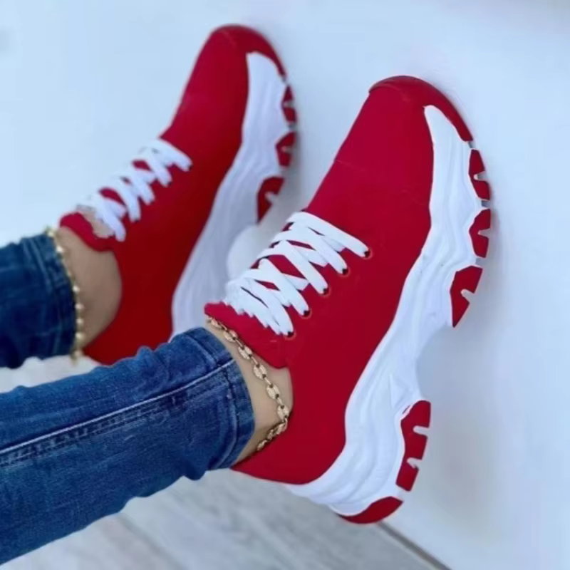 Femmes chaussures vulcanisées plate-forme chaussures pour femmes 2025 couleur unie daim femmes baske