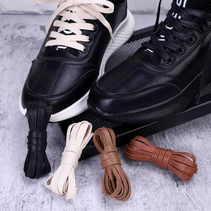 1 paire de lacets en coton ciré 0.8 CM de largeur lacets plats imperméables bottes unisexe baskets d