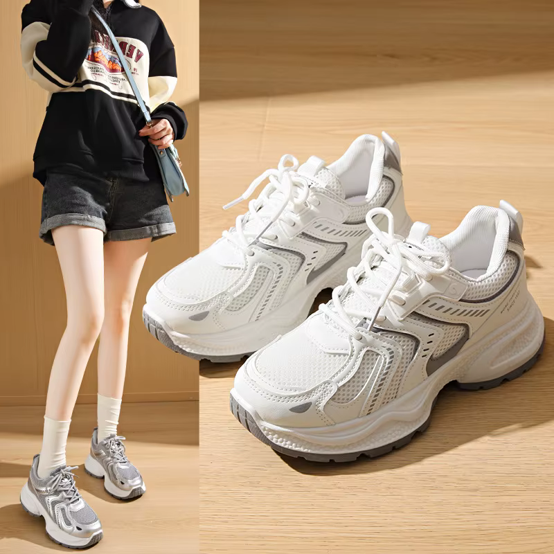 Chaussures de sport décontractées pour femmes, printemps-été, argentées, à semelle épaisse, style Da
