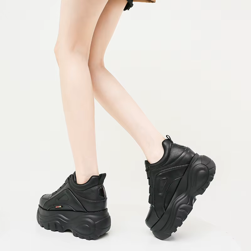 Baskets confortables en cuir souple à lacets pour femmes, chaussures légères et antidérapantes décon