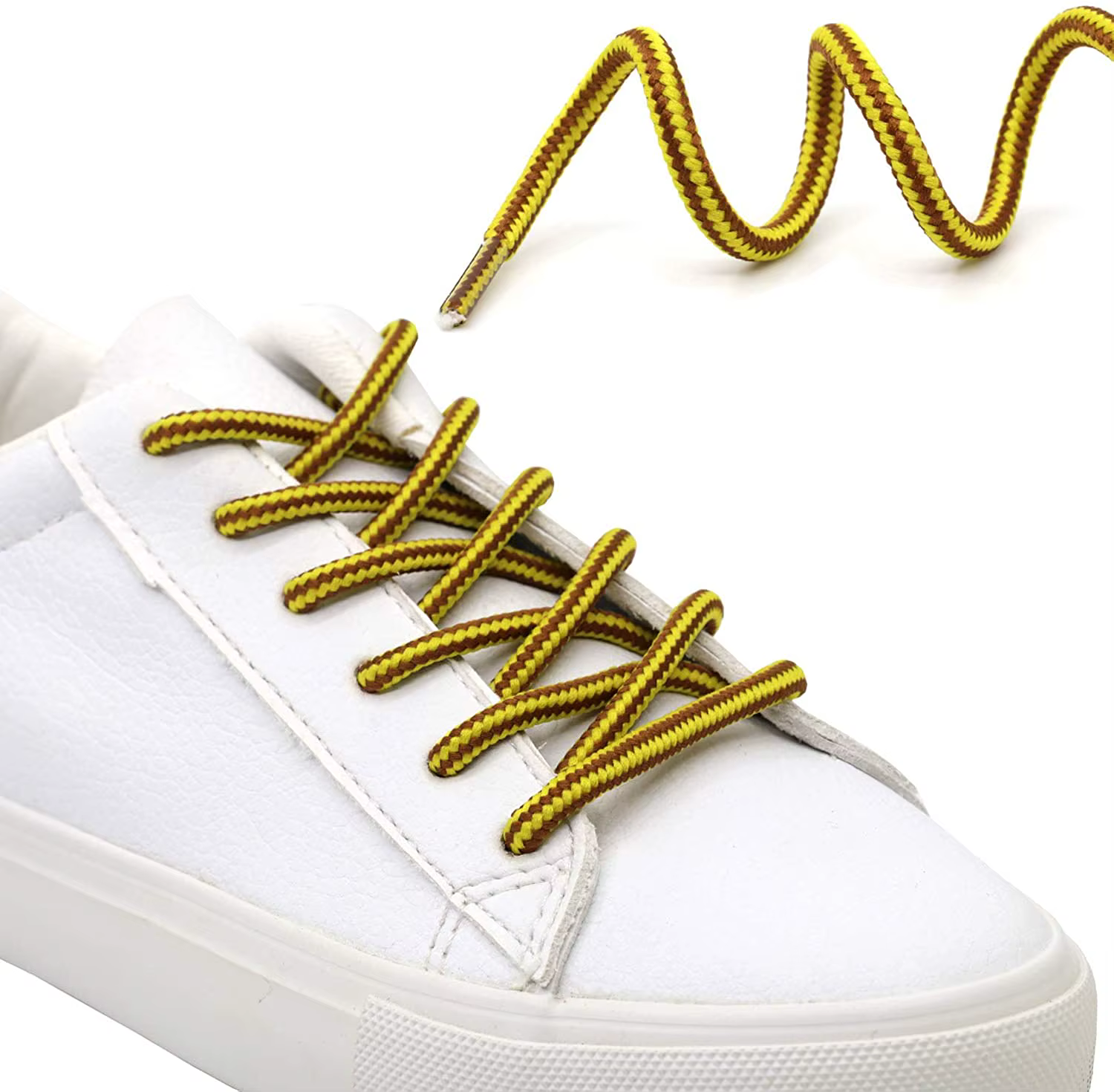 1 paire de lacets de chaussures rayés Double couleur 18 couleurs, lacets ronds pour baskets d'extéri