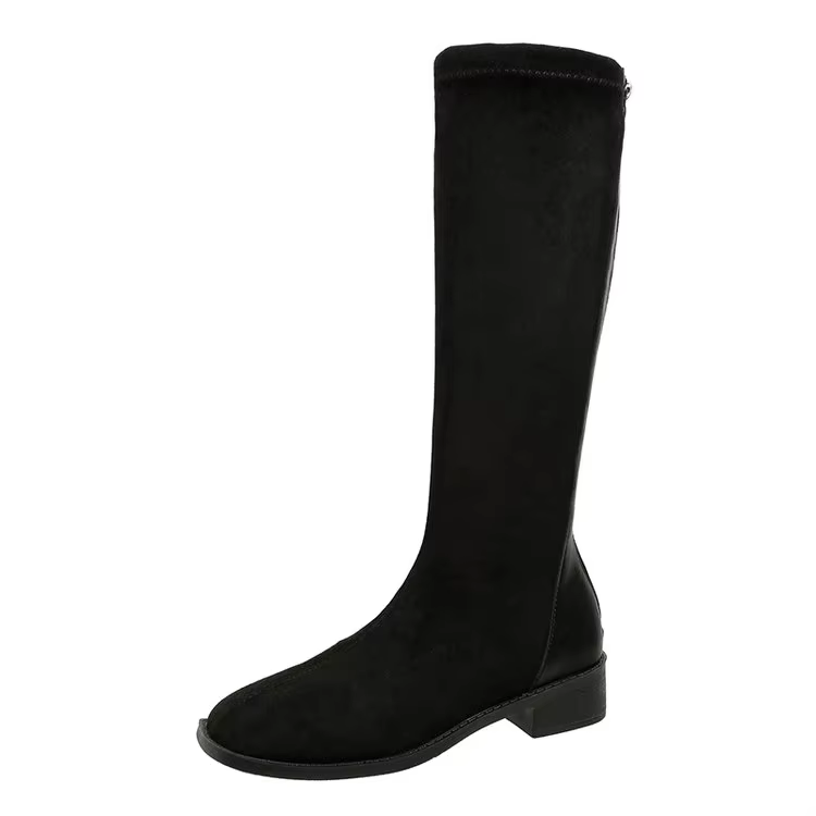 Bottes longues au genou pour femmes, Parker rond, patchwork simple, marron, automne, hiver, nouveau,