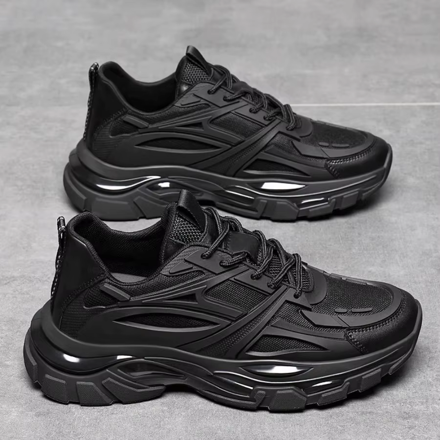 Hiver gros rehaussement baskets homme en cuir véritable maille ascenseur chaussures chaud semelle ép