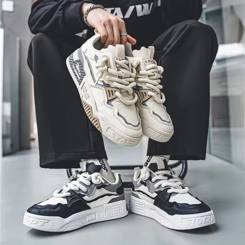 Chaussures de skate tendance pour hommes, baskets confortables et antidérapantes à lacets décontract