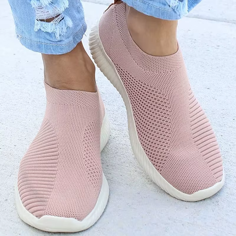 Chaussures de sport pour femmes, baskets blanches à enfiler, respirantes, décontractées, légères