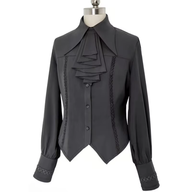 Chemises de Style Lolita Vintage victorien pour femmes, chemisiers gothiques à manches Gigot avec nœ