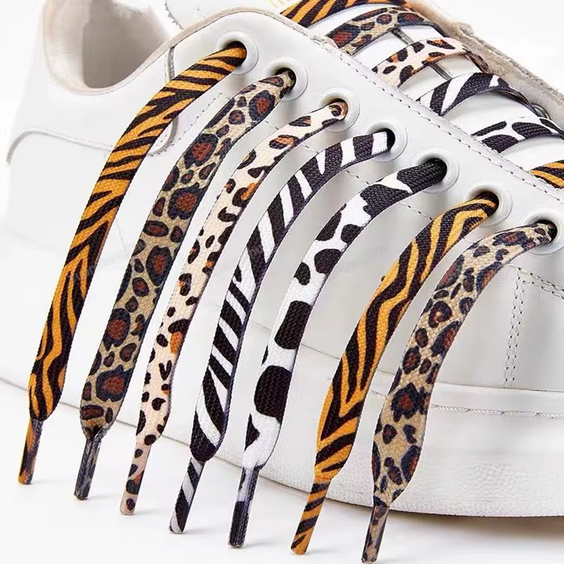 Lacets plats pour chaussures, 1 paire, pour baskets AF1/AJ, imprimé tigre/serpent/léopard, 120/140/1