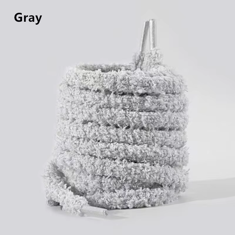 1 paire moelleux mignon chenille lacet hommes femmes rose en peluche lacets personnalité Sport décon