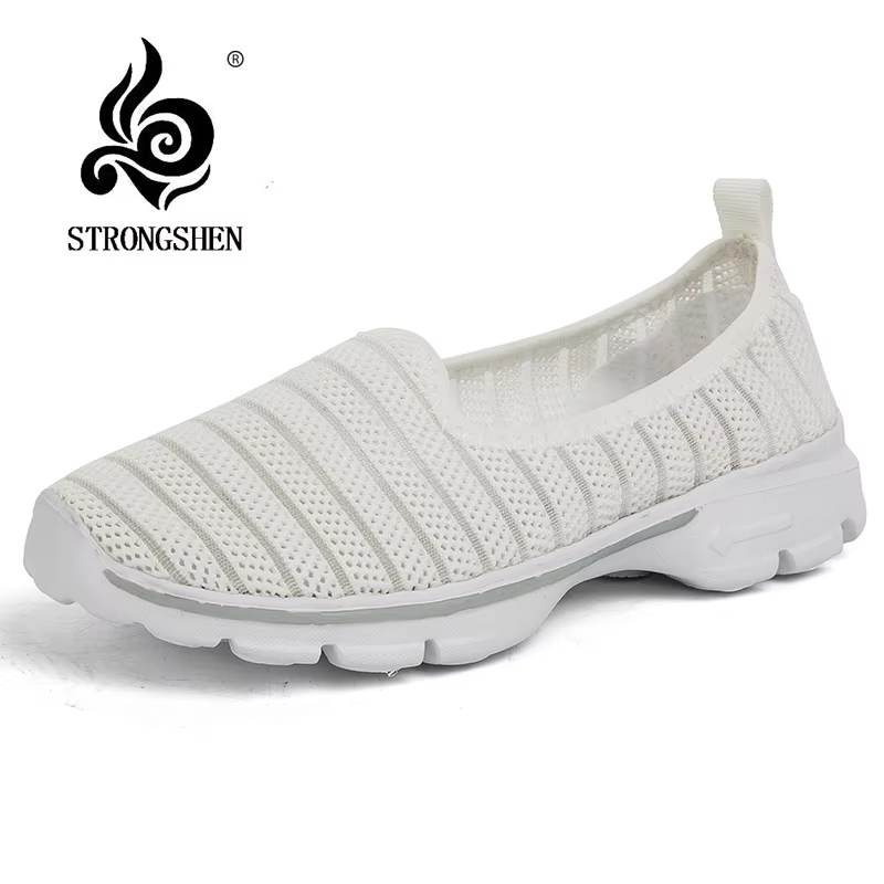 STRONGSHEN – baskets d'été pour femmes, chaussures plates à enfiler, mocassins de marche décontracté
