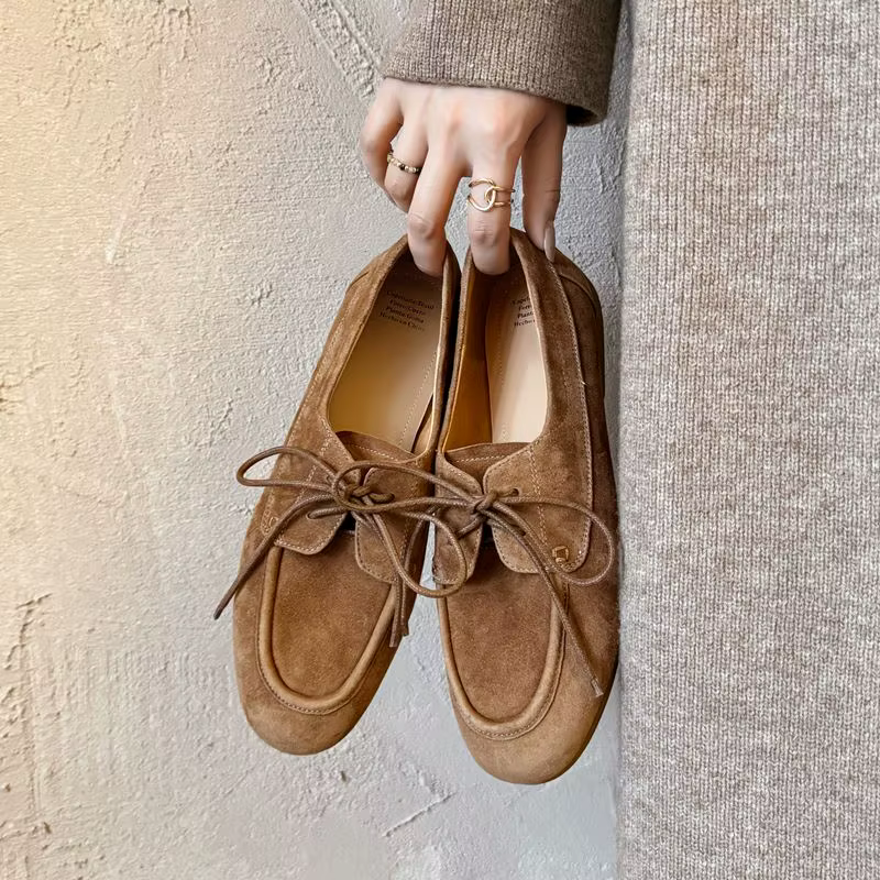 MORAZORA Ins nouveau cuir suédé de vache femmes mocassins à lacets printemps été chaussures plates p