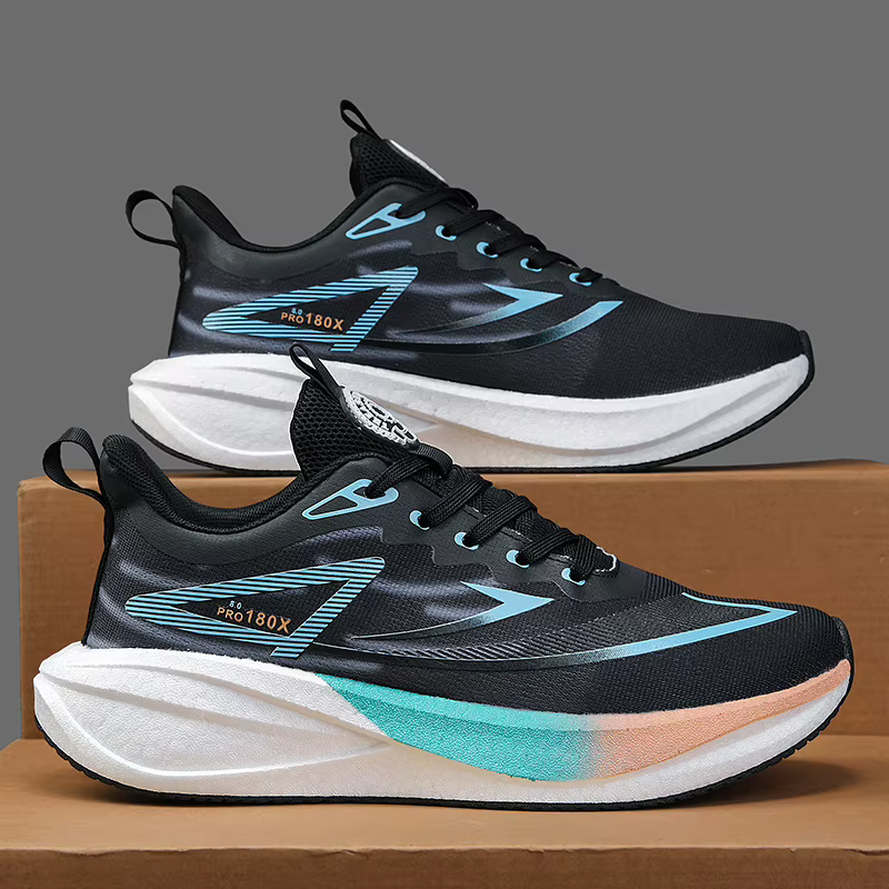 Chaussures de course pour hommes, baskets de marathon avec plaque en carbone, légères, respirantes,
