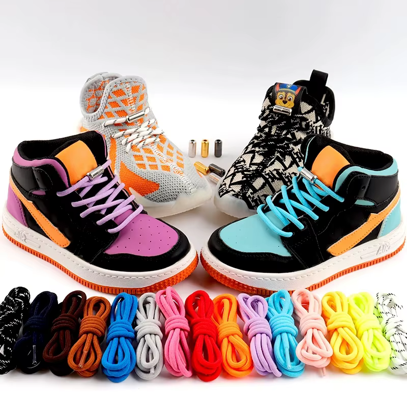 Lacets élastiques ronds pour baskets, lacets lumineux sans attaches, lacets de chaussures rapides po