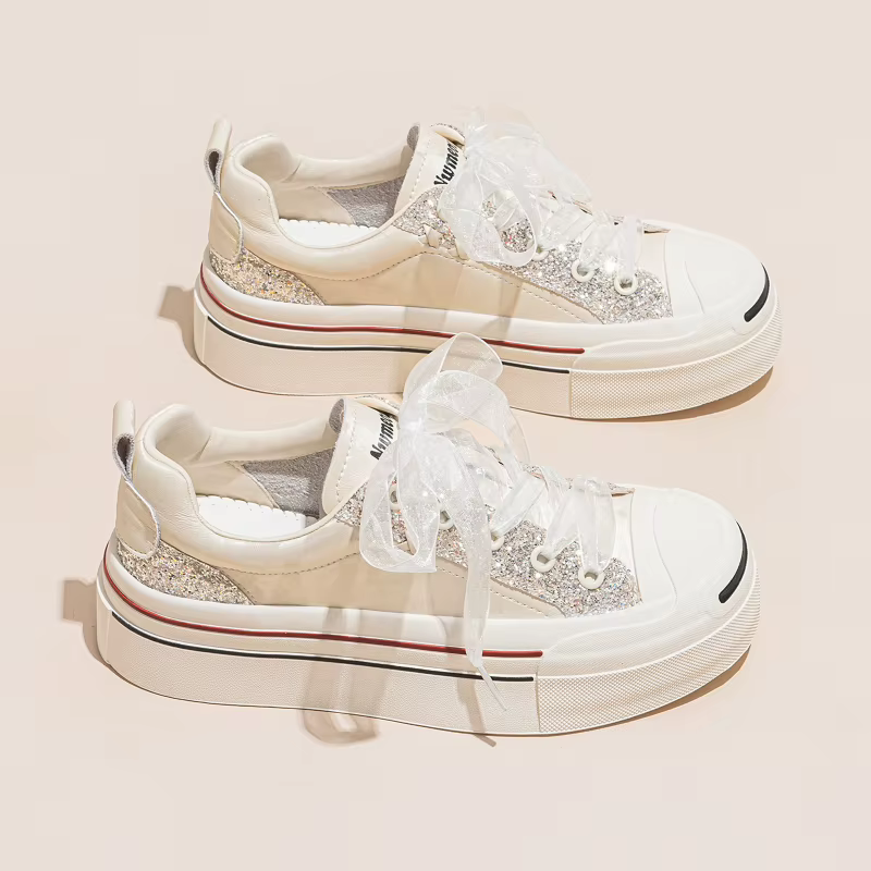 CICIYANG Baskets pour femmes, Nouvelle collection Printemps 2026, en cuir croûte, à semelle épaisse,