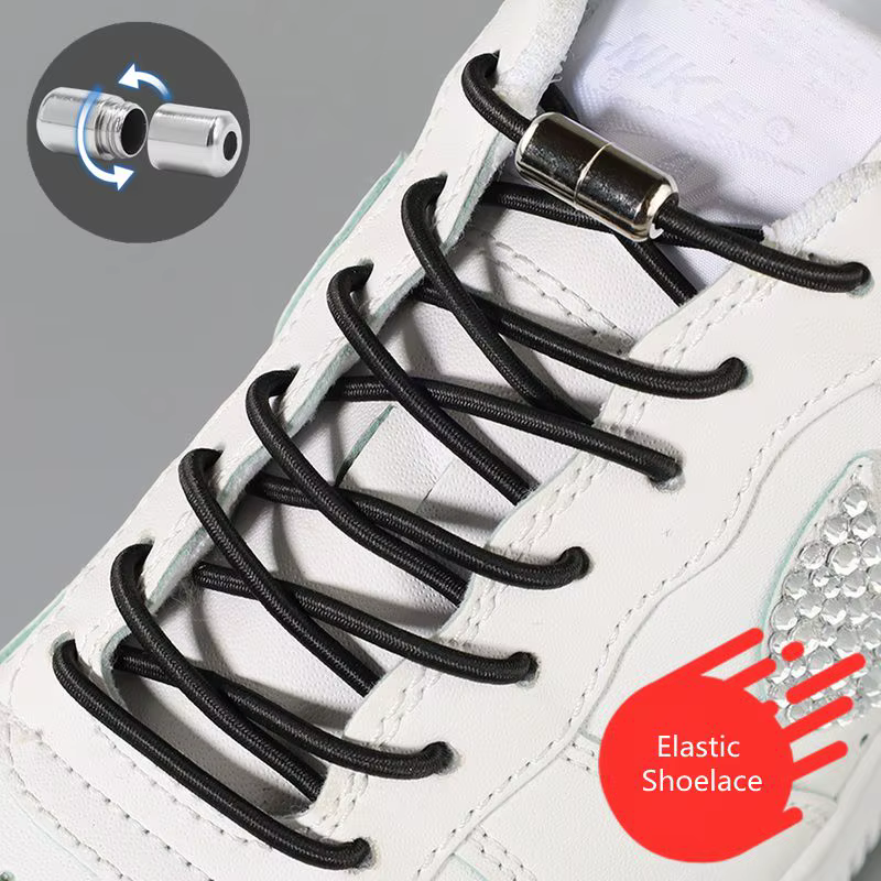 Lacets de chaussures élastiques en caoutchouc pour enfants et adultes, lacets lumineux ronds pour ba