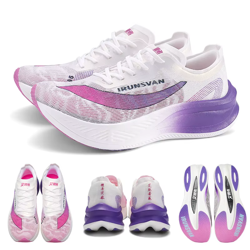 IRUNSVAN Chaussures de course pour hommes, respirantes, légères, avec plaque en carbone, pour marath