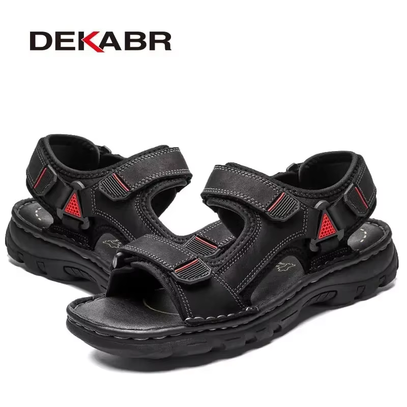 DEKABR taille 48 hommes sandales en cuir véritable été chaussures hommes décontractées vacances chau