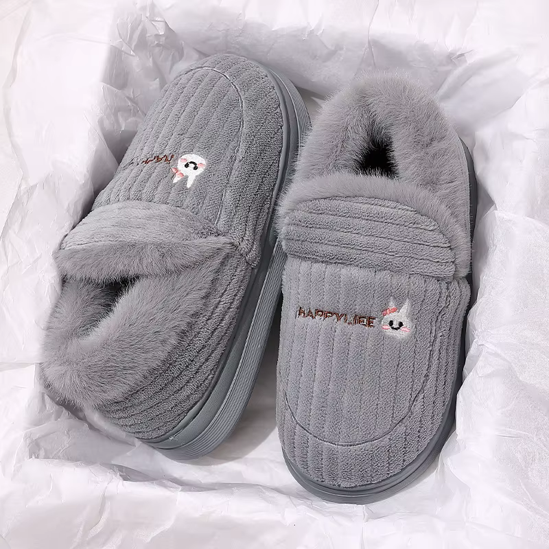 Pantoufles en coton pour femmes, sac d'hiver et usage domestique intérieur, chaussures chaudes en co