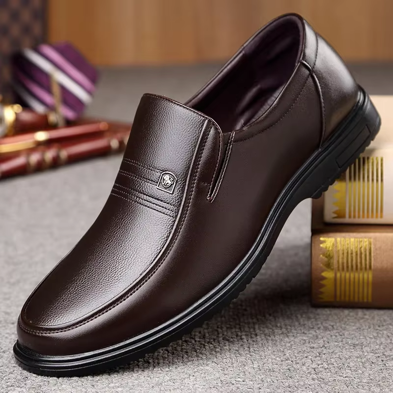 Chaussures en cuir véritable faites à la main pour hommes, mocassins à enfiler, chaussures décontrac