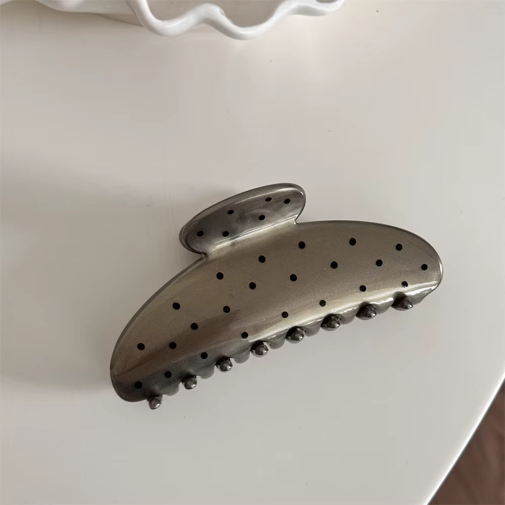 Barrettes à cheveux pour femmes style français, grandes, noires, à pois ondulés, accessoires de mode