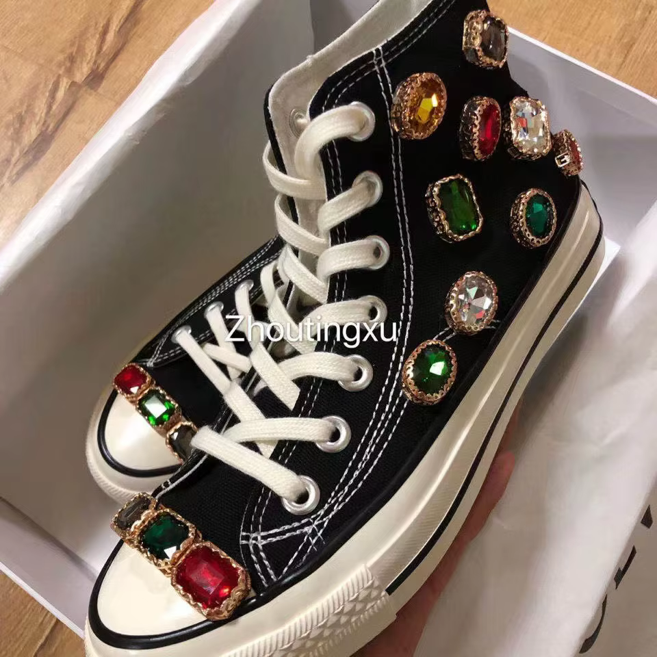Baskets en toile pour femmes, chaussures de loisirs, montantes, grande taille, diamants colorés, fai