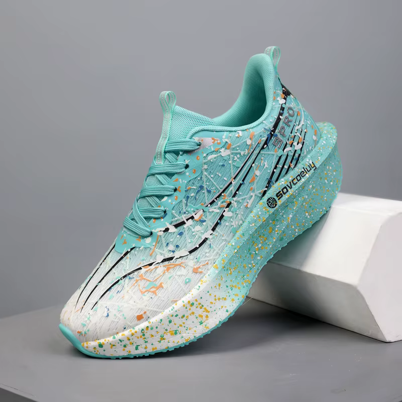 Chaussures de course pour hommes avec caractéristiques lumineuses, technologie de plaque en carbone,