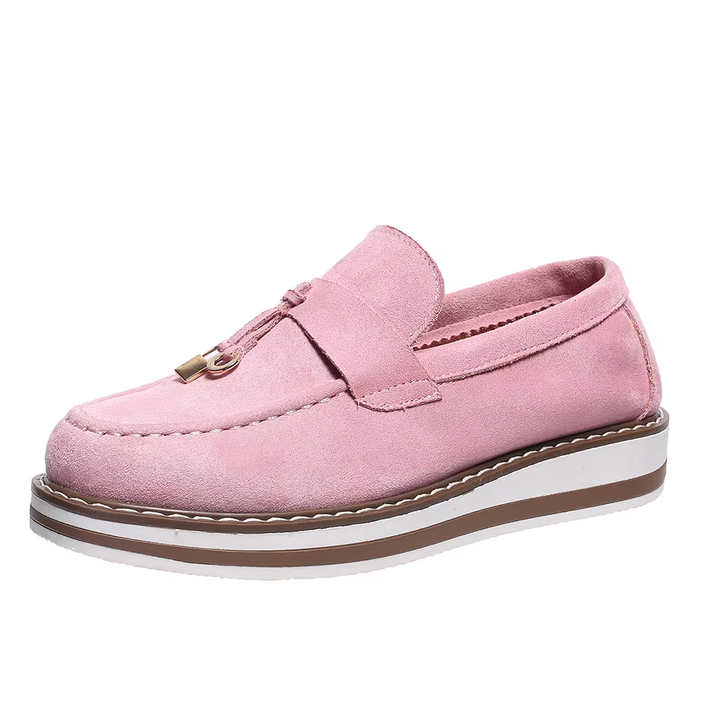 Chaussures en daim pour femmes, mocassins à enfiler, chaussures plates, confortables et décontractée