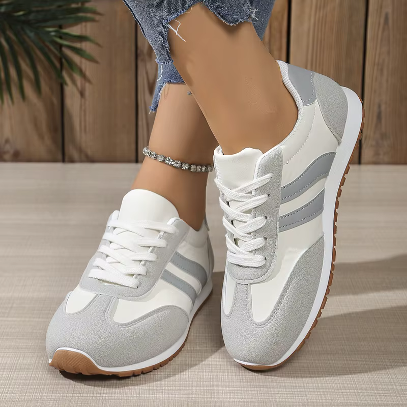 Chaussures de sport de course pour femmes, respirantes, légères, à lacets croisés, bout rond, semell