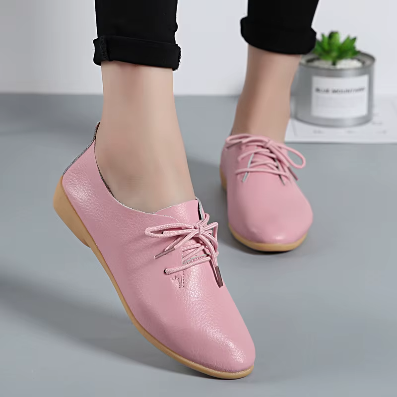 Mocassins d'été en cuir véritable femmes chaussures décontractées mocassins doux bout pointu chaussu