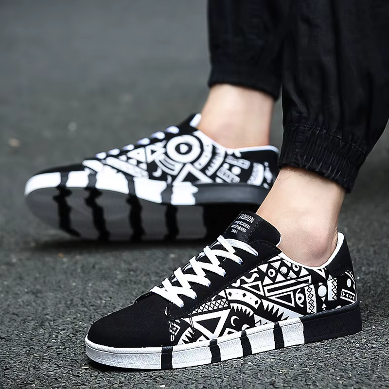 Baskets pour hommes mode Graffiti chaussures décontractées pour hommes chaussures de marche à lacets