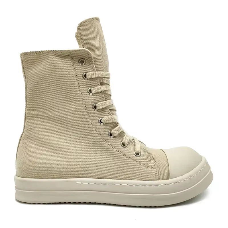 Baskets montantes en toile à semelle épaisse pour hommes et femmes, style streetwear décontracté, po