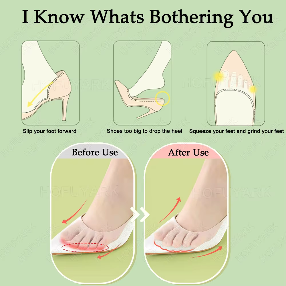 6 pièces Silicone Metatarsien Pieds Pads pour Chaussures Semelles Antidérapantes Gel Avant-pied Pads