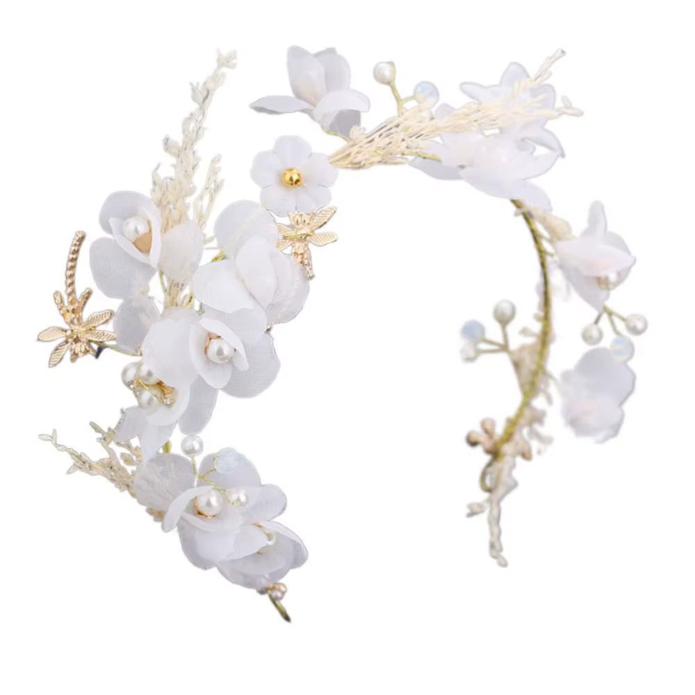 Accessoires pour cheveux, coiffure de mariée blanche, perle de forêt, bandeau de photographie, fleur