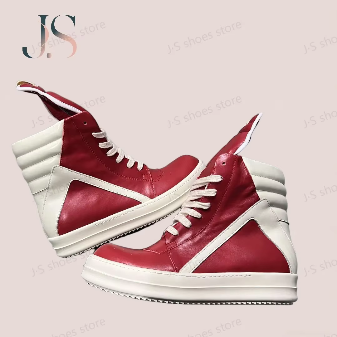 R-o classique botte en cuir rouge chaussure haute rétro hommes Sneaker fermeture éclair femmes chaus