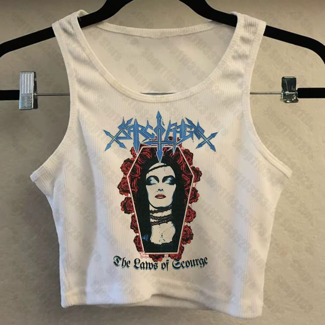 Corset gothique imprimé lettre graphique Emo Girl pour femme, haut court grunge, caraco précieux, vi